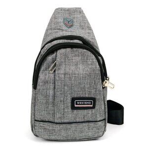 Gray Polyester Crossbody Sling Bag Backpack